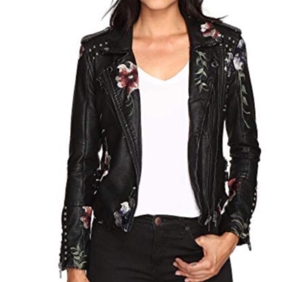 Blank NYC Jackets & Blazers - *NWOT* BlankNYC Embroidered Moto Leather Jacket